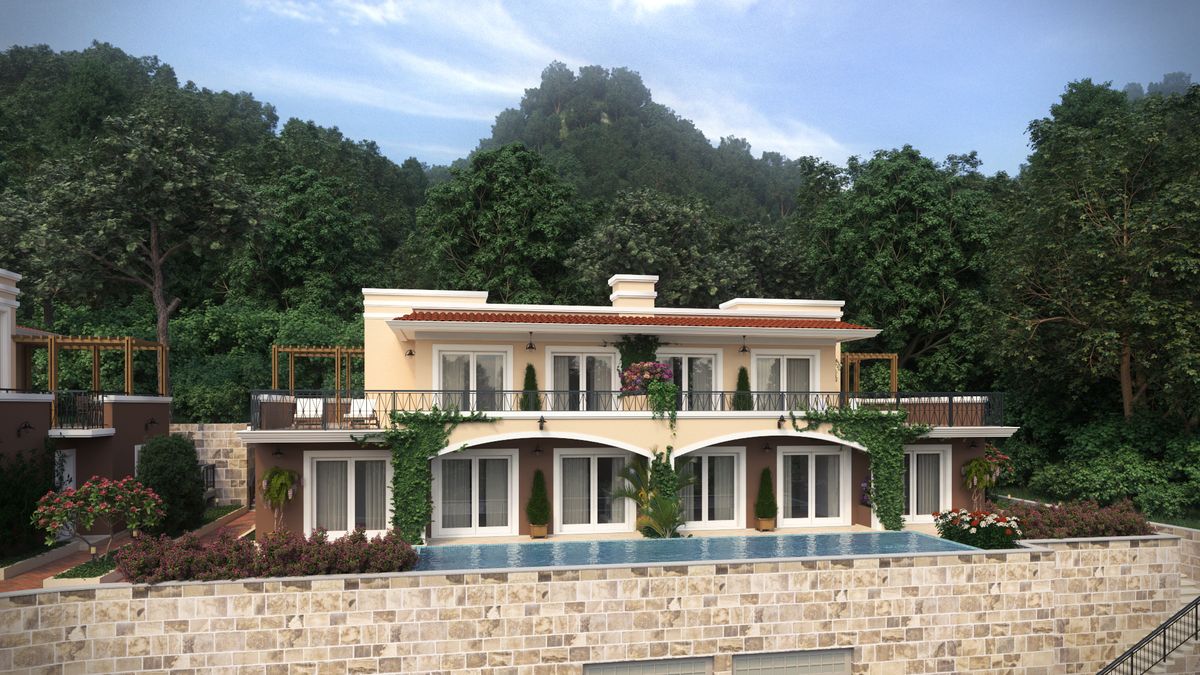 Complex of Villas Green Hill, exterior 3D visualization, Orahovac, Montenegro (1 of 14)