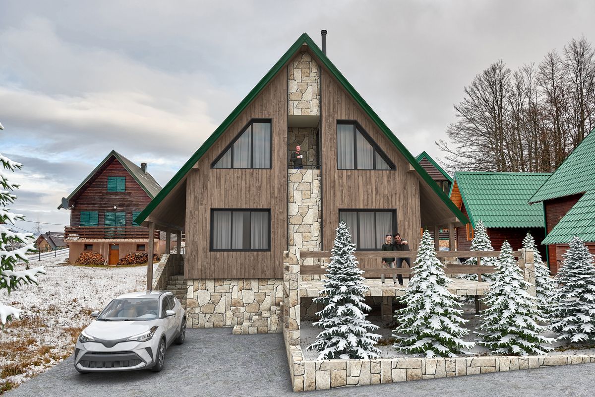 Private House, exterior 3D visualization, Žabljak, Montenegro (2 of 4)