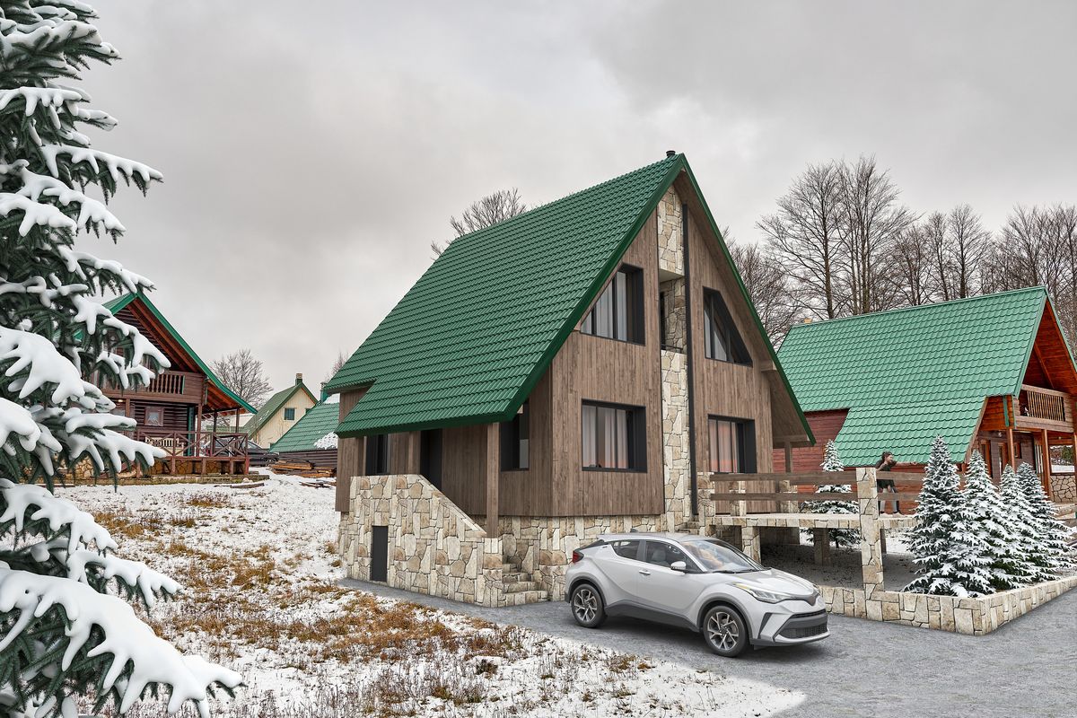 Private House, exterior 3D visualization, Žabljak, Montenegro (3 of 4)