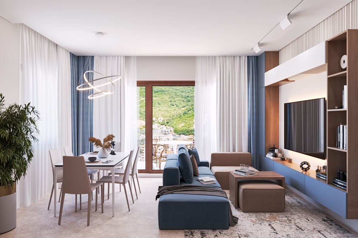 Apartment Belveder D-42, interior 3D visualization, Bečići, Montenegro (2 of 27)