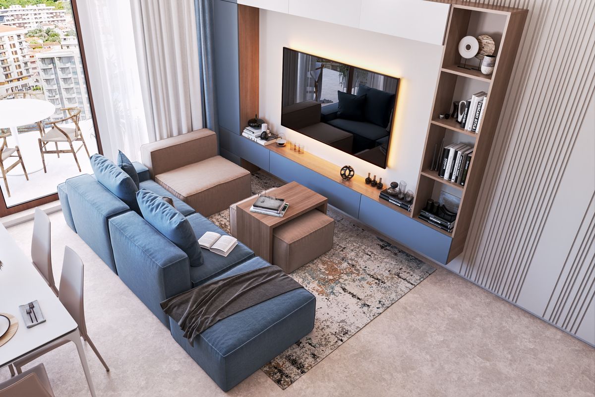 Apartment Belveder D-42, interior 3D visualization, Bečići, Montenegro (8 of 27)